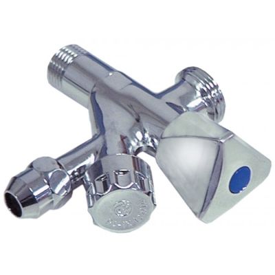 Robinet unghiular dublu chiuveta - masina de spalat, intrare 1/2", iesire 3/8" sau teava ø 10 mm pentru baterie si 3/4" pentru masina de spalat - 540041