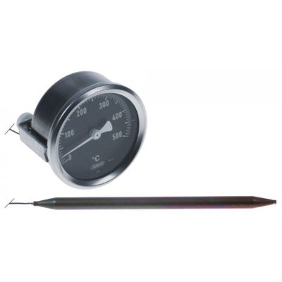 Termometru cuptor pizza 0-500°C, bulb ø 8 x 150 mm, capilar 1 m, montare in orificiu ø 60 mm - 541671