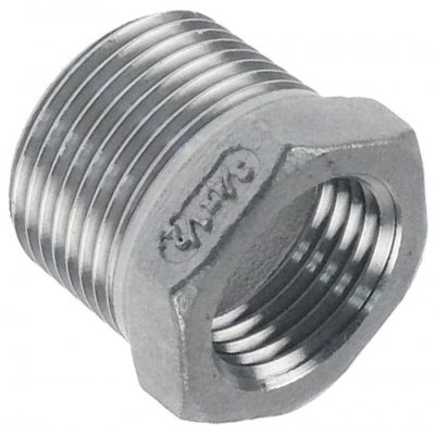 Reductie de INOX int. 1/2", ext. 3/4", hexagon 28 mm, L 26 mm - 542146