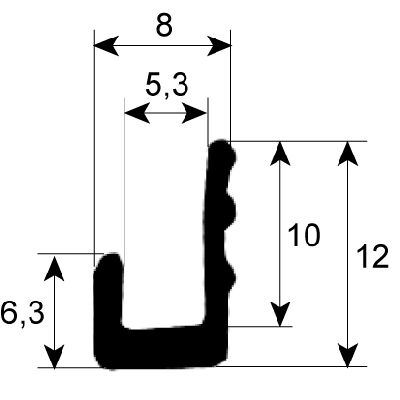 Garnitura geam cuptor L 4600 mm, profil 1905, montare interior - 691063