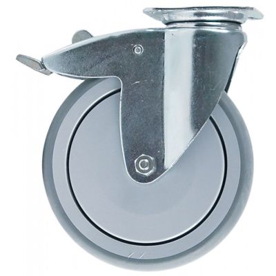 Roata castor cu frana ø 150 mm, placa de fixare 77x67mm, inox, greutate maxima 100 kg, cu rulment - 700338