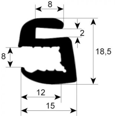 Garnitura geam cuptor, profil 1874, L 2060 mm - 900269