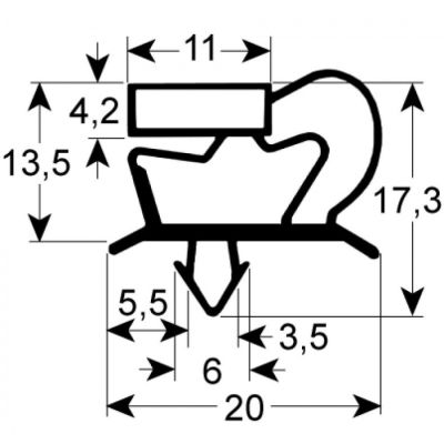 Garnitura frigo, profil 9048, L 618 x 390 mm, masurat intre santuri - 900556