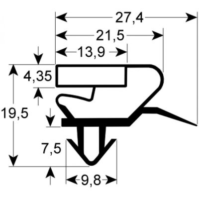 Garnitura frigo profil 9398 - 1073, 605x405 mm intre santuri, 620x420 mm pe exterior - 5170414