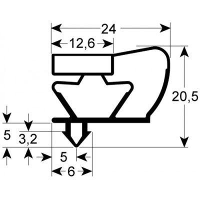 garnitura frigider profil 9043 Lmm L 2500mm mărime inserție