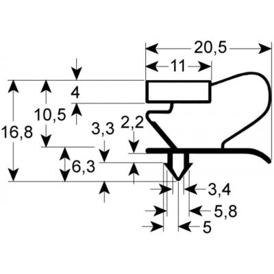 garnitura frigider profil 9053 Lmm L 2500mm mărime inserție
