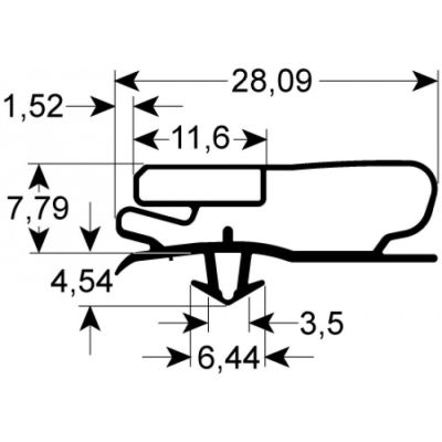 garnitura frigider profil 9500 Lmm L 2500mm mărime inserție