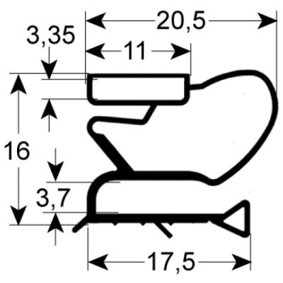 garnitura frigider profil 9515 Lmm L 2500mm dimensiuni exterioare