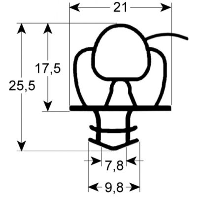 garnitura frigider profil 9651 Lmm L 2500mm mărime inserție