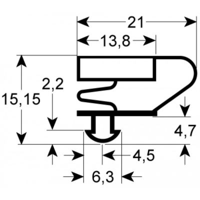 Garnitura frigo profil 9704, bucata L 2500 mm - 902299