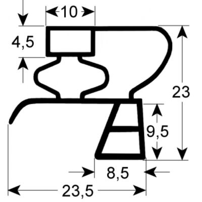 garnitura frigider profil 9783 Lmm L 2500mm mărime inserție