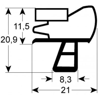 garnitura frigider profil 9956 Lmm L 2500mm mărime inserție