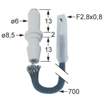Electrod de aprindere cu cablu 700 mm - 100167