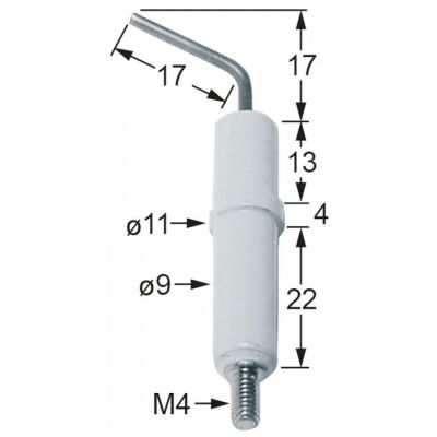 Electrod de aprindere ø 9 x 11 mm, conexiune M4 - 100704