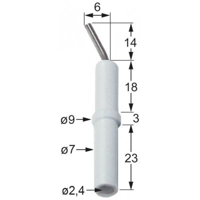 Electrod de aprindere, ø 7 x 9 mm, lungime 58 mm, conexiune ø 2,4 mm - 100707