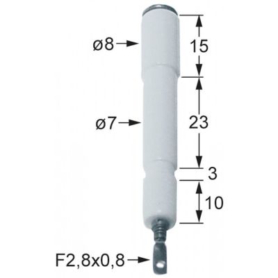 Electrod de aprindere ø 8 / 7 mm, conectare 2,8 x 0,8 mm - 100715