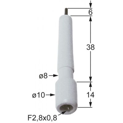 Electrod de aprindere cu arc, ø 8 / 10 mm, conector 2,8 mm - 100716