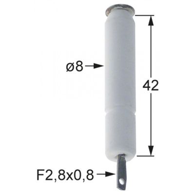 Electrod de aprindere ø 8 mm, conector 2,8 x 0,8 mm, cu arc - 100720