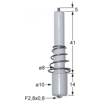 Electrod de aprindere cu arc, ø 8 / 10 mm, cu arc, conexiune cu papuc mic 2,8 x 0,8 mm - 100729