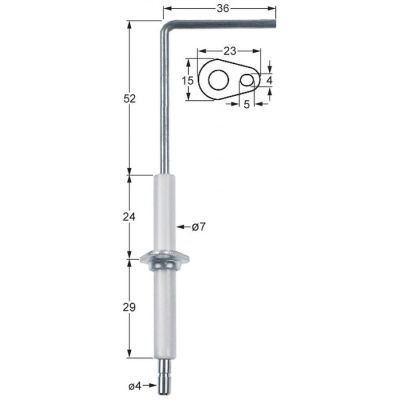 Electrod de monitorizare ardere flacara ø 7 mm, flansa 23 x 15 mm - 100735