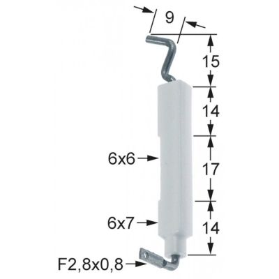 Electrod de aprindere ø 6/7 mm, conector 2,8 x 0,8 mm - 100736