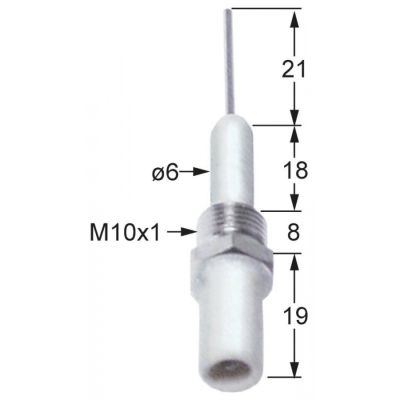 Electrod de aprindere ø 6 mm, filet 1/8", conector 2,8 x 0,8 mm - 100743