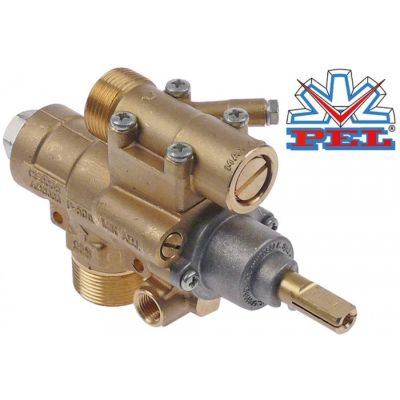 Robinet de gaz PEL23S/O, intrare M28x1,5 mm, iesire M24x1,5 mm, racord termocupla M10x1 mm, ax 10x8 mm, L ax 25 mm - 101092