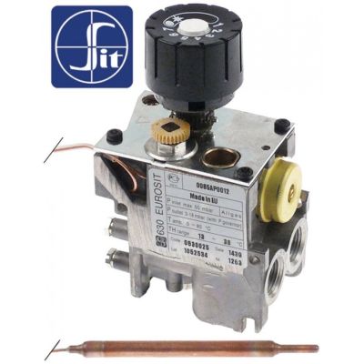 Valva de gaz pentru soba - convector termostatic, SIT 0630025 Eurosit 13-38°C, racorduri 3/8", termocupla M10 - 101199