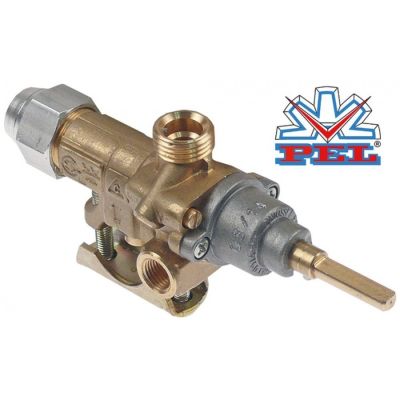Robinet de gaz PEL21S cu prindere pe teava, ax 6x4.6 mm, lungime ax 30/23 mm, racord termocupla M8x1 mm - 101544