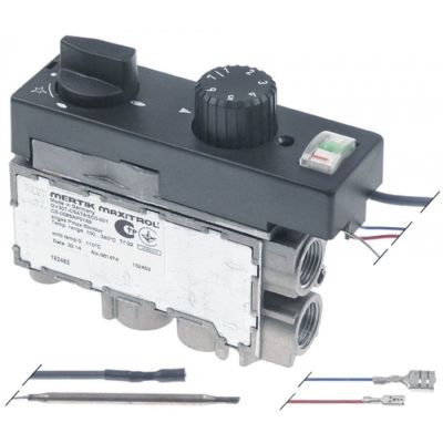 gas thermostat MERTIK t.max. 340°C 100-340°C gas inlet bottom 3/8" gas inlet edgewise 3/8"