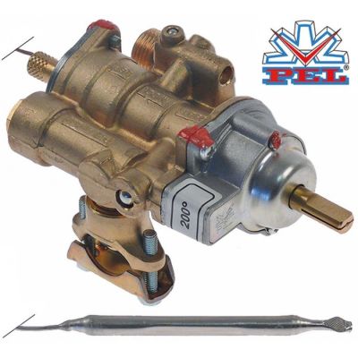 gas thermostat PEL type 25ST, 100-200°C, gas input pipe flange ø 21 mm, bypass nozzle ø 0,35 mm