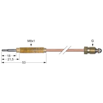 Termocupla L 1000 mm, filet cap M8x1, racord M10x1 - 102074