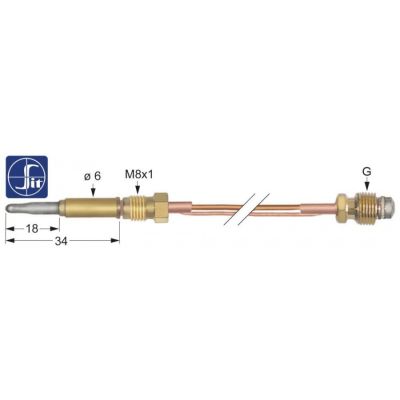 thermocouple with two-conductors L 1500 mm M8x1 M10x1