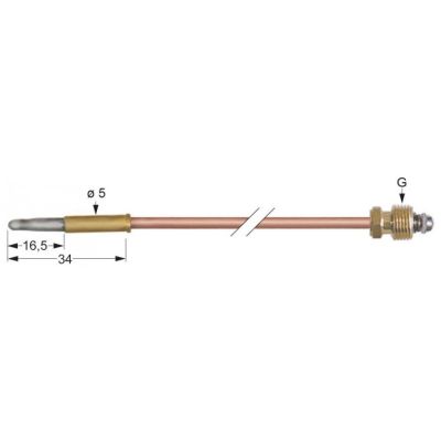 Termocupla L 600 mm, cap ø 5,0 mm, racord M10x1 - 102213