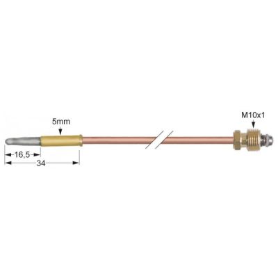 thermocouple L 1200 mm, head ø 5,0 mm, racord M10x1 - 102215
