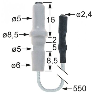 Electrod de aprindere, cablu 410 mm - 104772