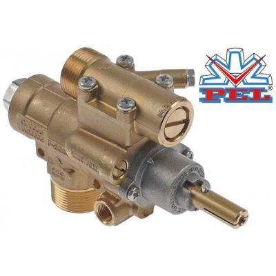 Robinet de gaz PEL23S/O, intrare M28x1,5 mm, iesire M24x1,5 mm, racord termocupla M10x1 mm, ax 10x8 mm, L ax 25 mm - 106033