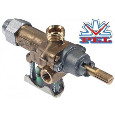 Robinet de gaz PEL 21S cu prindere pe teava, ax 8x6.5 mm, lungime ax 22/15 mm, racord termocupla M8x1 mm - 109515