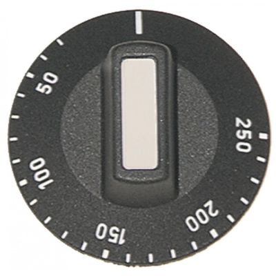 Buton pentru termostat t.max. 250°C, ø 50 mm, ax ø 6x4.6 mm, tesitura sus - 110244