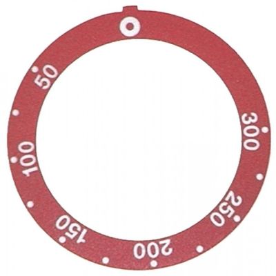 Disc autoadeziv cu simboluri temperatura 50-300°, ext. ø 59 mm, int. ø 45,5 mm, rotatie 270°, rosu - 110549