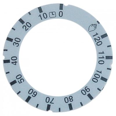 Disc autoadeziv cu simbol pentru timer 120 min si functie infinit, ext. ø 63 mm - 110646