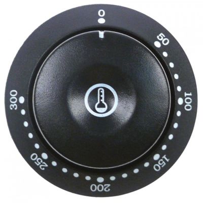 Buton termostat 50-300 °C, ø 58 mm, ax ø 6x4,6 mm, tesitura jos - 112617