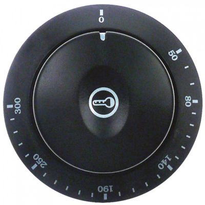 knob thermostat 50-300°C ø 70mm shaft ø 6x4,6mm shaft flat upper black
