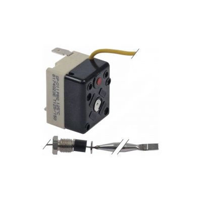 Termostat de siguranta 125 °C, contact 16 A, bulb ø 6 x 73 mm, capilar L 870 mm, presetupa M9x1 - 390452