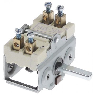 Intrerupator rotativ tip selector 0-1, cu 2 contacte, 16A, 250V, max. 150°C, ax ø 6 x 4.6 mm - 300020