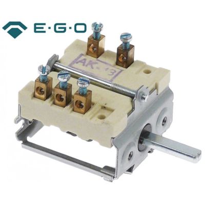 Selector 4 pozitii 0-1-2-3, 16A, 250V, max. 150°C, ax ø 6x4,6 mm, EGO 49.24015.000 - 300022