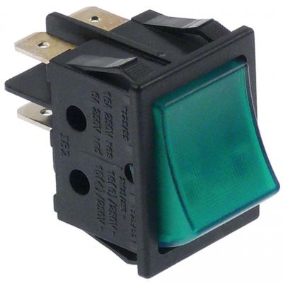 Intrerupator basculant verde, contacte 2NO, 16 A, 24 V, montare 30x22 mm - 300136