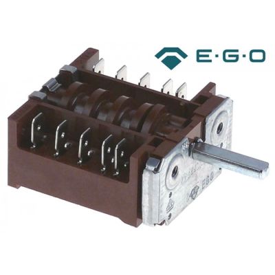 Comutator cu 4 pozitii 0-1-0-2, contacte 16A - 250V, ax ø 6x4,6 mm, L 23 mm, EGO 42.044000.003 - Cod 300229