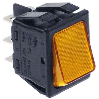 Intrerupator basculant galben, contacte 2CO, 16 A, 250 V, cu lumina, montare 30x22 mm - 301016