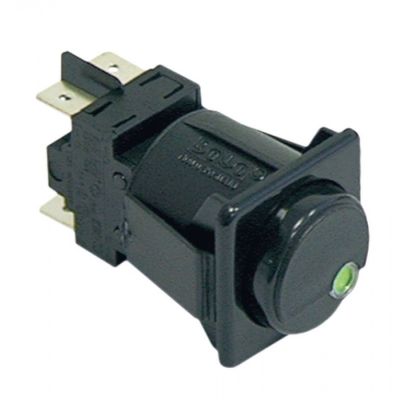 Intrerupator cu indicator verde, contacte 2NO, 16 A, 250 V, montare in fereastra 28,5 x 28,5 mm - 345142